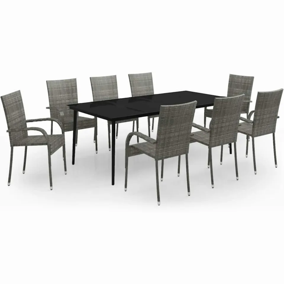 vidaXL 9-delige Tuinset grijs en zwart, foto 3