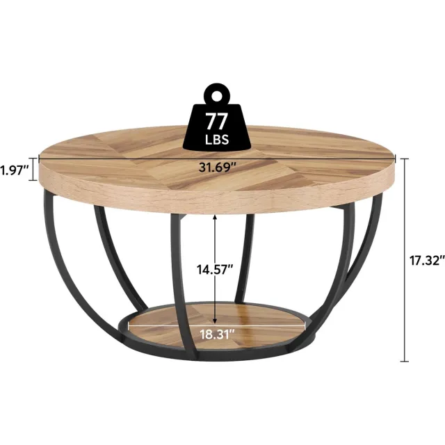 Tribesigns Salontafels - Bijzettafel - Tafel - Sidetable - Houtnerf en zwart bruin