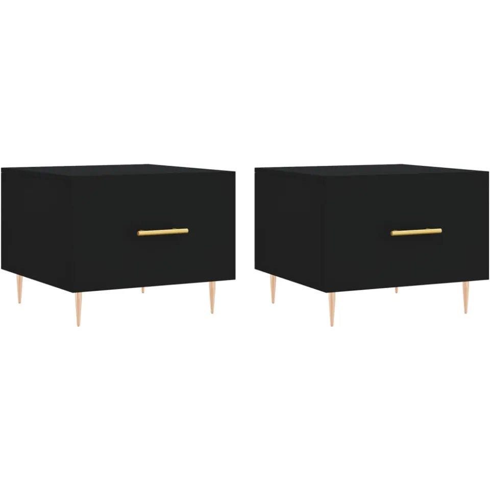 vidaXL Salontafels 2 st 50x50x40 cm bewerkt hout zwart, foto 3