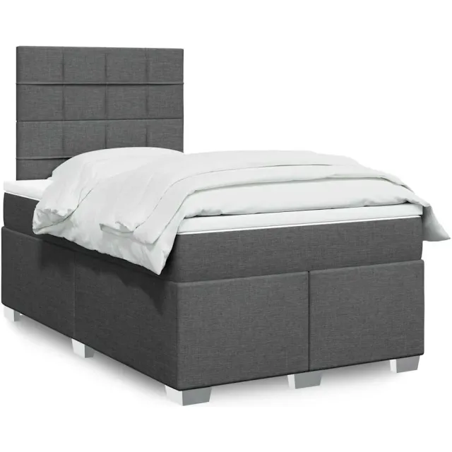 vidaXL Boxspring met matras stof donkergrijs 120x200 cm grijs