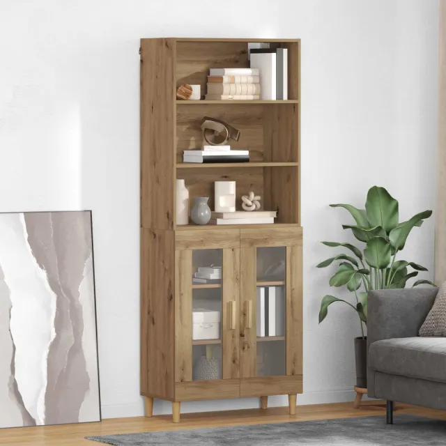 vidaXL Hoge kast Artisan Eiken 69,5 x 32,5 x 180 cm Bewerkt hout, foto 2