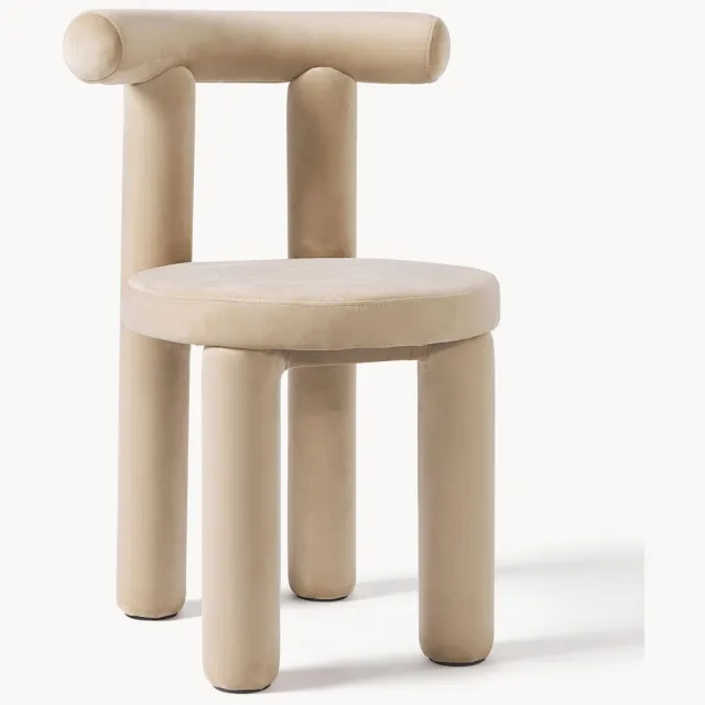 Westwing Collection Fluwelen stoel Calan Beige
