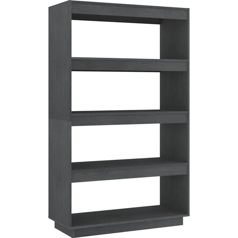 vidaXL Boekenkast/kamerscherm 80x35x135 cm massief grenenhout grijs