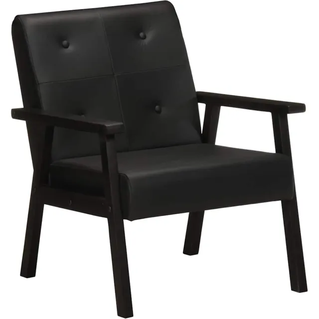 vidaXL Fauteuil echt leer zwart