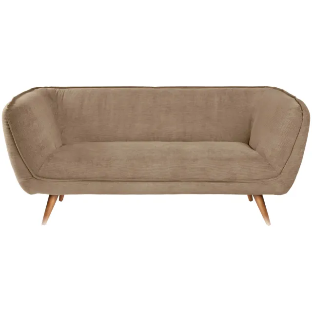 Vega Bank Kelso ribstof, 3-zits; 183x88x76 cm (BxDxH); zitting taupe, frame beuken