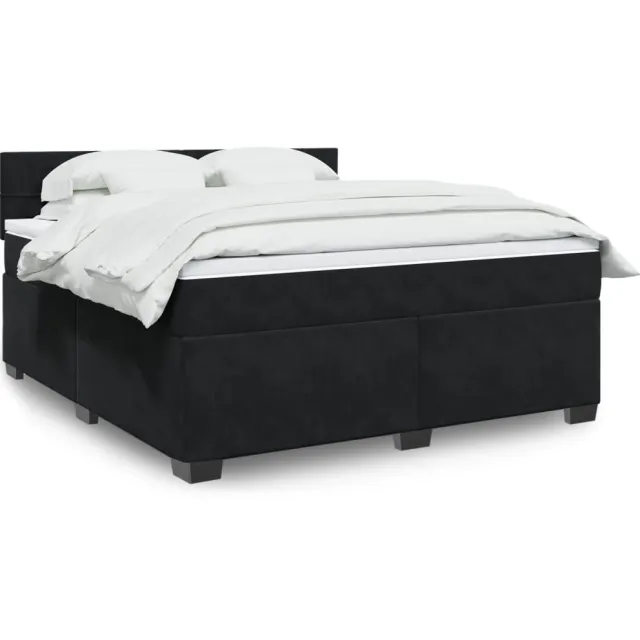 vidaXL Boxspring met matras fluweel zwart 180x200 cm