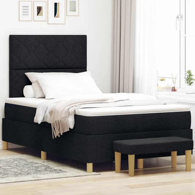 vidaXL Boxspring bed met hoofdeinde Donkerbruin 190 x 120 cm Stof
