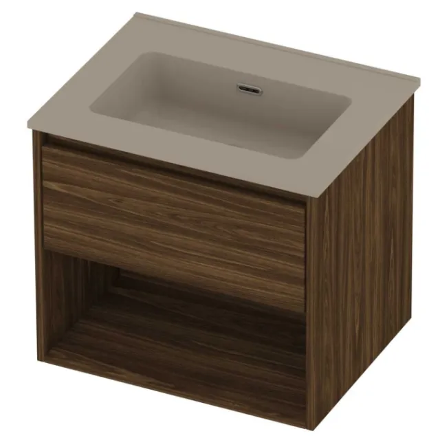 Proline Tribute Badmeubelset Porselein Elegant Met Schap 60x46x54 cm Mat Crème Cotton Cabana Oak Eiken