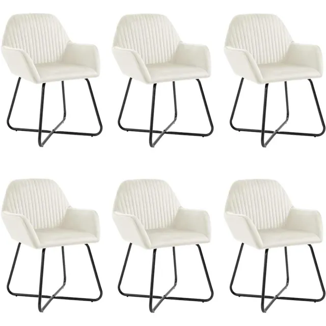 vidaXL Eetkamerstoelen 6 st fluweel crèmekleurig