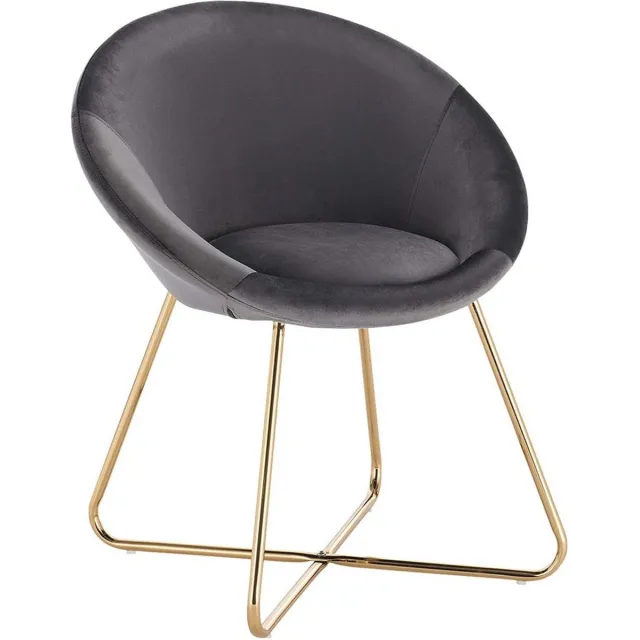 Bolt Edge Bezoekersstoel - Donkergrijs Velvet - Metalen Poten - Deluxe Eetkamerstoel - Zithoogte 44cm - Set van 1