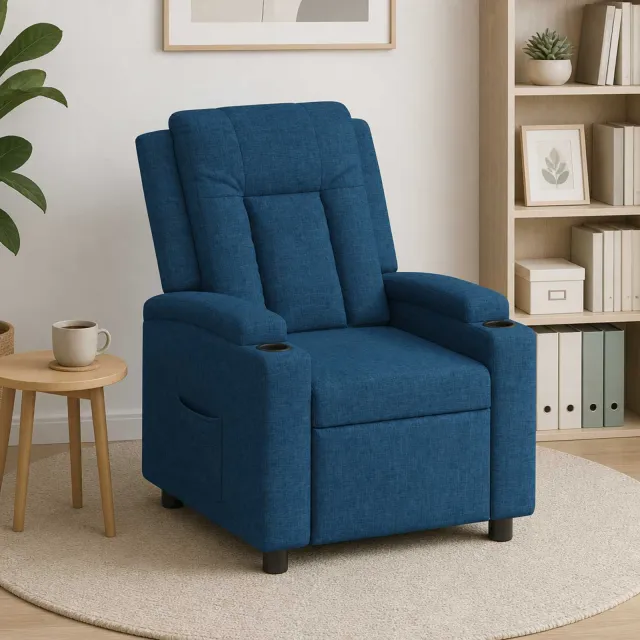 vidaXL Ligstoel Blauw 75 x 95 x 100 cm Stof, foto 2