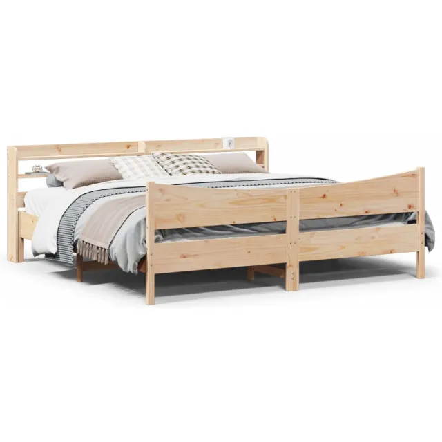 vidaXL Bedframe met hoofdbord massief grenenhout 180x200 cm Bruin