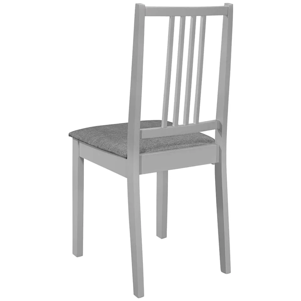 vidaXL Eetkamerstoelen met kussens 4 st massief hout grijs, foto 4