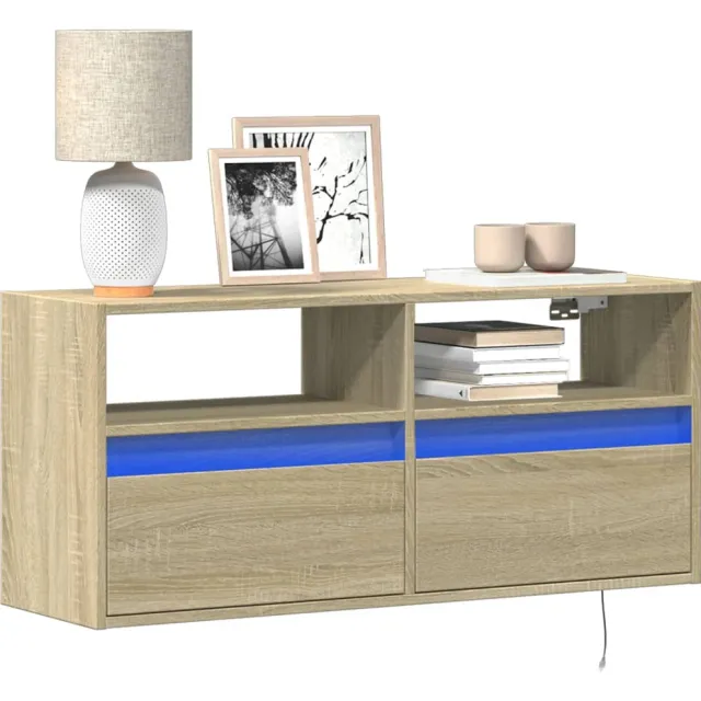 vidaXL Tv-wandmeubel met LED-verlichting 100x31x45 cm sonoma eiken Bruin