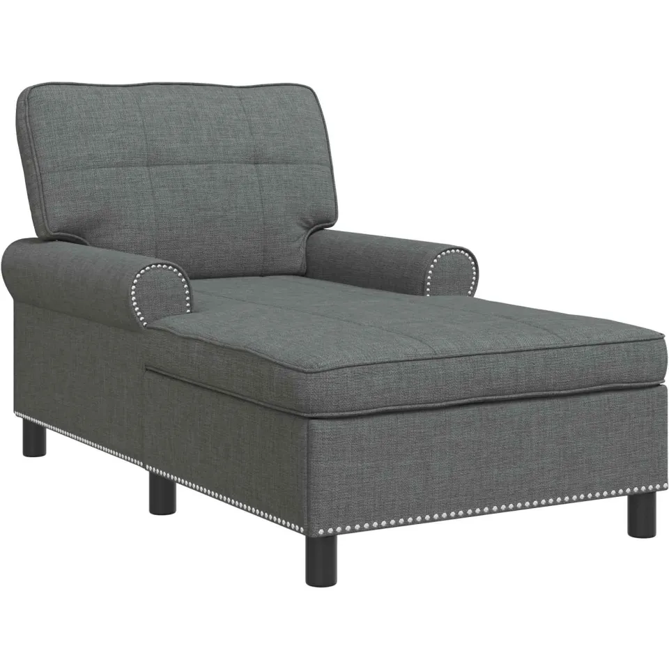 vidaXL Chaise Lounge Donkergrijs Stof 91 x 157 x 91 cm grijs, foto 4