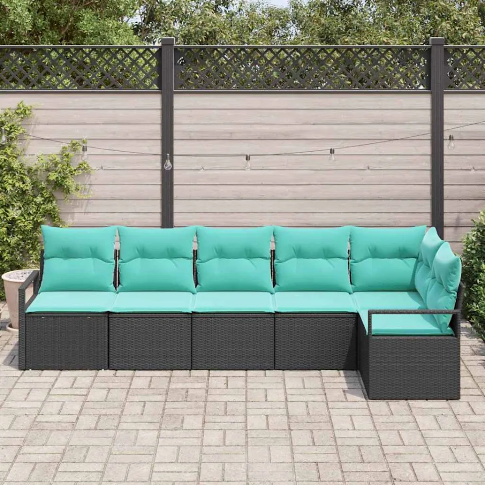 vidaXL Bankstel Zwart poly rattan, foto 3