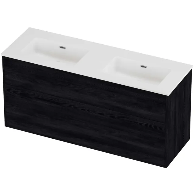 Proline Tribute Badmeubelset Porselein Elegant Dubbel 140x46x67 cm Mat White Black Oak Eiken