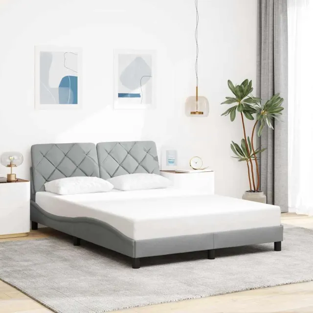 vidaXL Bedframe zonder matras stof lichtgrijs 140x200 cm grijs