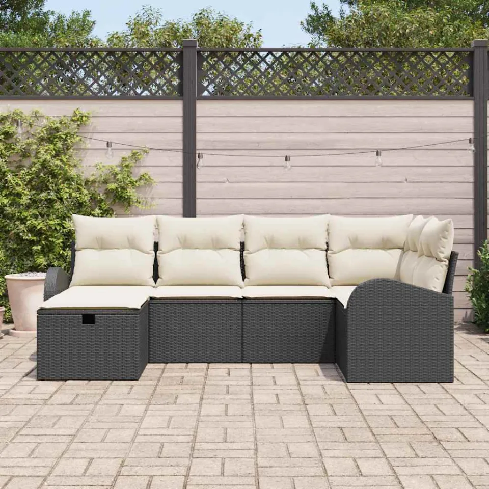 vidaXL Tuin Sofa Set 6 st Zwart poly rattan, foto 3