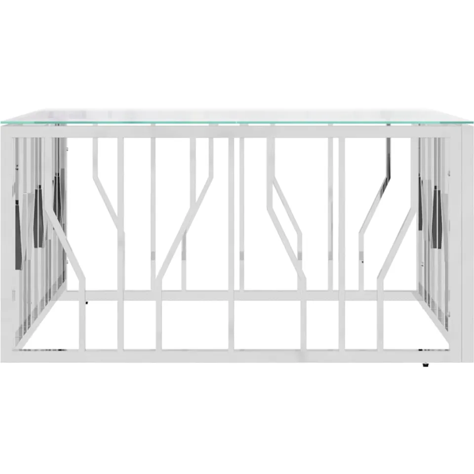 vidaXL Salontafel 80x80x40 cm roestvrij staal en glas Zilver