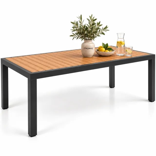 ITRONIQ Tuintafel 150x80 CM – Aluminium Terrastafel Voor 4-6 Personen – Eettafel Houtlook – Weerbestendig – Tuintafel Buiten