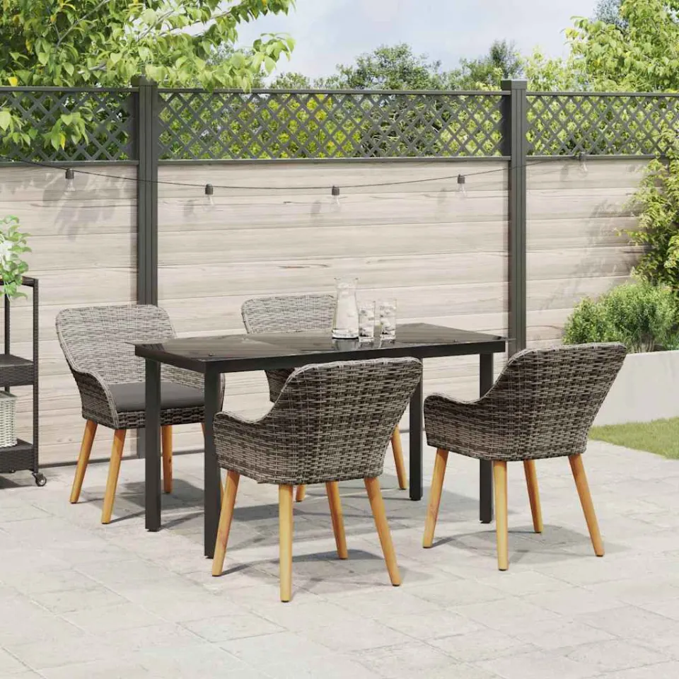 vidaXL Tuin eettafelset 5 st Grijs poly rattan, foto 3