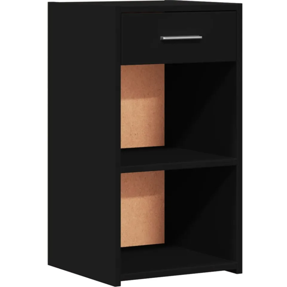 vidaXL Nachtkastjes 2 st 35x34x65 cm bewerkt hout zwart, foto 4