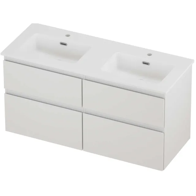 Proline Tribute Badmeubelset Porselein Elegant 2 Kraangaten 120x46x62 cm Mat White Glans Wit
