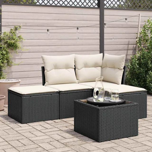vidaXL 5-delige Loungeset met kussens poly rattan bruin, foto 2