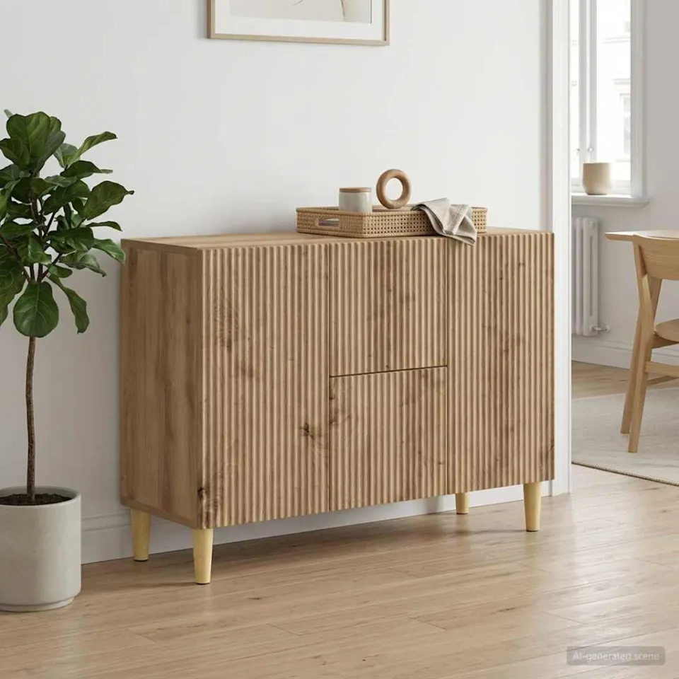 vidaXL Dressoir Artisanaal eiken 89 x 34,5 x 60 cm Bewerkt hout, foto 3