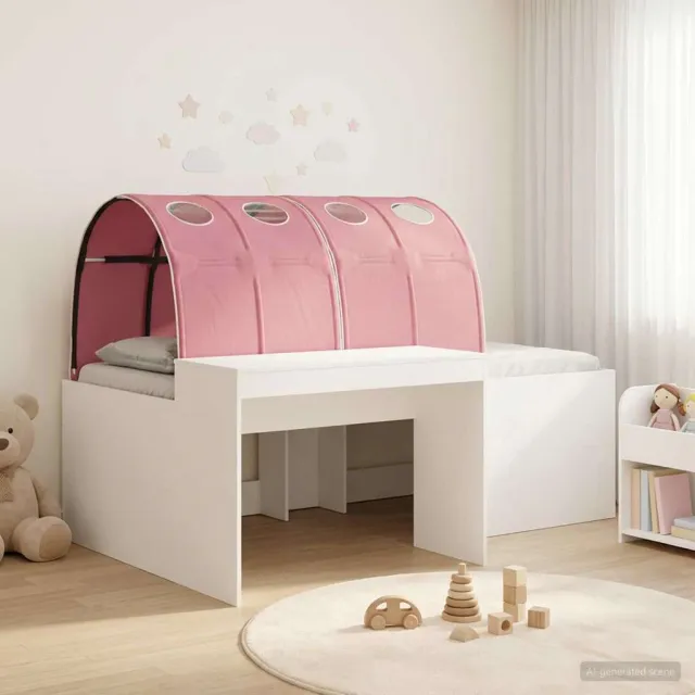 vidaXL Bedframe met tunnel 3 st Wit en Roze 80 x 200 cm Bewerkt hout