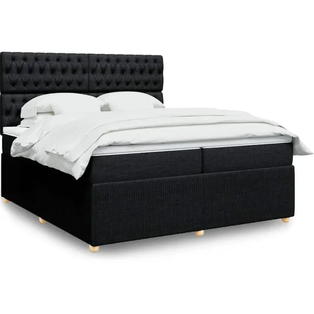 vidaXL Boxspring met matras stof zwart 200x200 cm