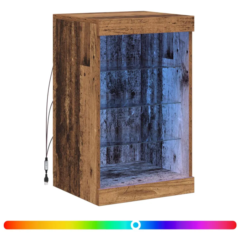 vidaXL LED Sideboard Oudhout 41 x 37 x 67 cm Bewerkt hout bruin, foto 4