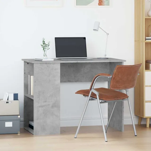 vidaXL Bureau 100x55x75 cm bewerkt hout betongrijs grijs, foto 2