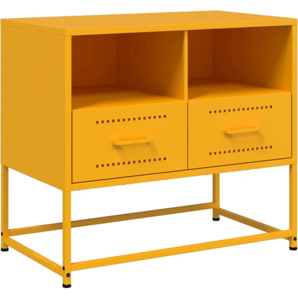 vidaXL Tv-meubel 68x39x60,5 cm staal mosterdgeel