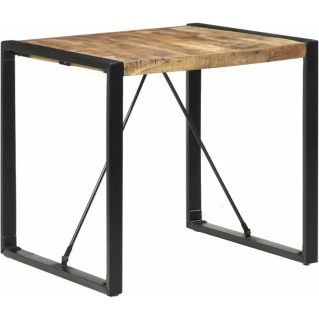 vidaXL Eettafel - 80x80x75 - cm - ruw - mangohout Zwart