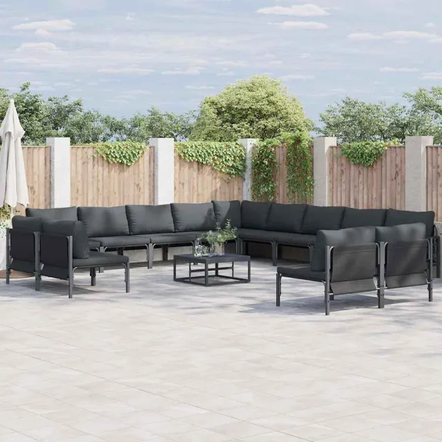 vidaXL Tuinbankenset 13 st Zwart Staal, foto 2