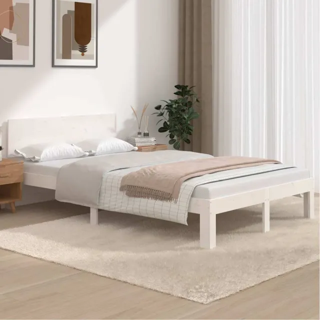 vidaXL Bedframe massief grenenhout wit 120x200 cm