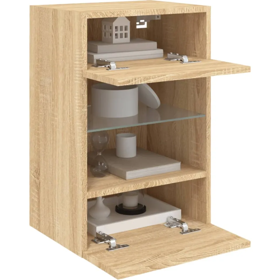 vidaXL Tv-wandmeubel met LED-verlichting 40x30x60,5 cm sonoma eiken Bruin