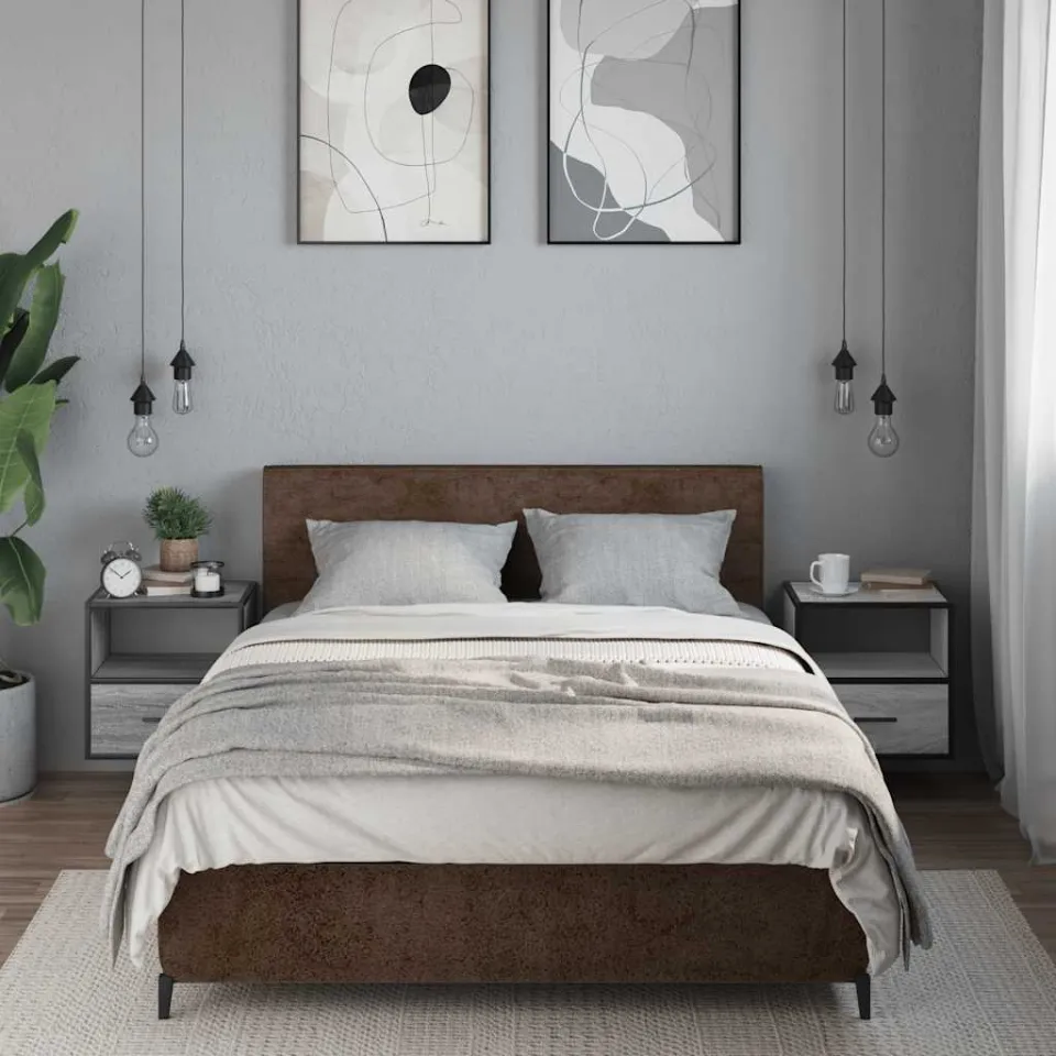 vidaXL Nachtkastjes 2st wandgemonteerd 40x31x39,5cm grijs sonoma eiken, foto 3