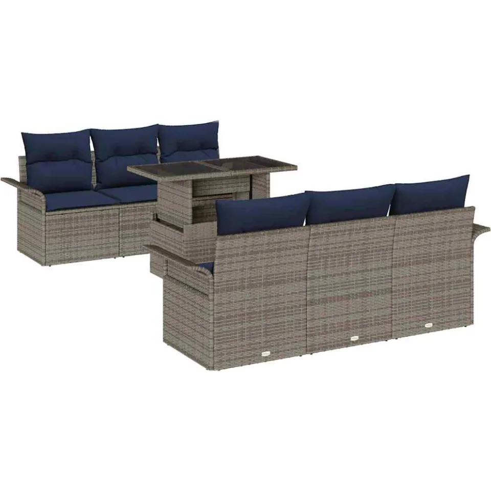 vidaXL Tuin Sofa Set 7 st Grijs poly rattan