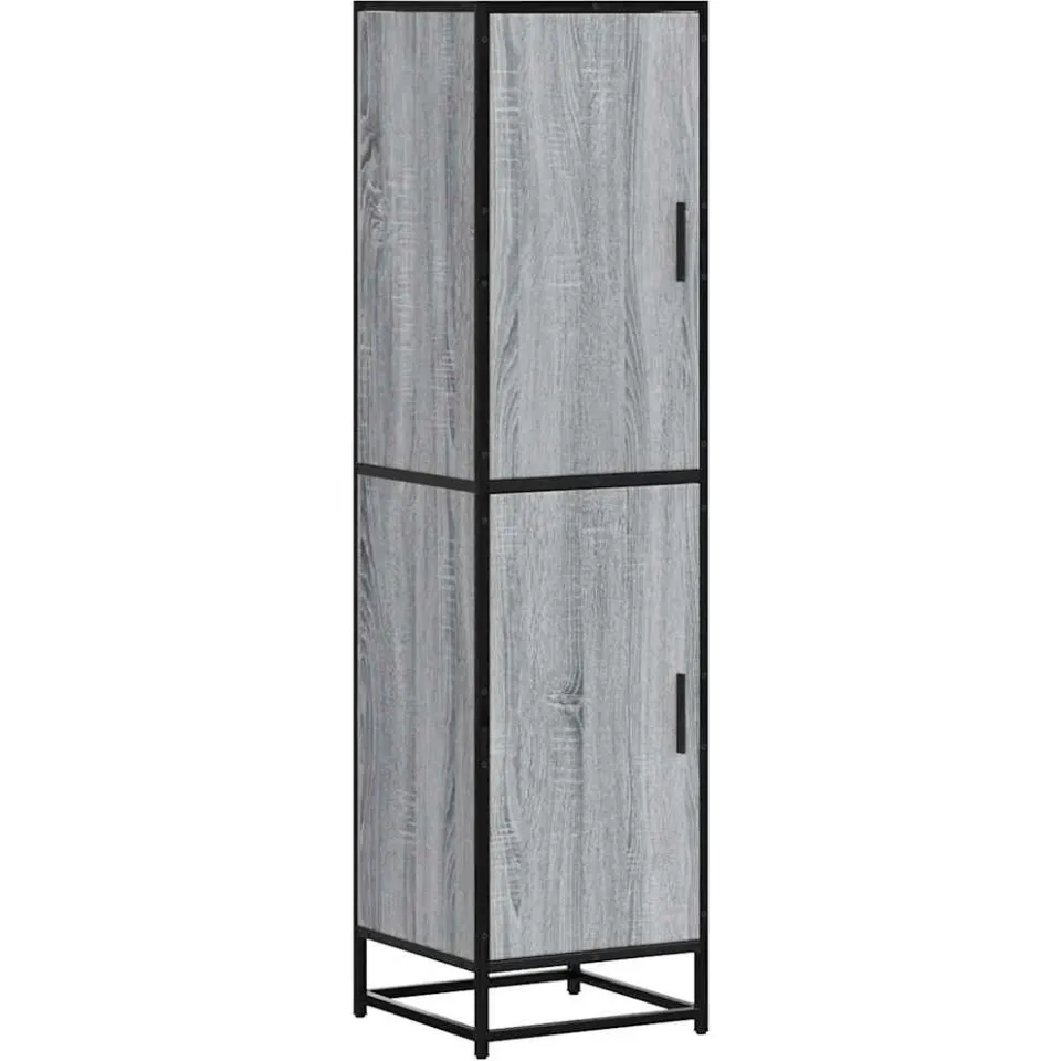 vidaXL Hoge kast 35,5x35x139 cm bewerkt hout en metaal grijs sonoma, foto 3