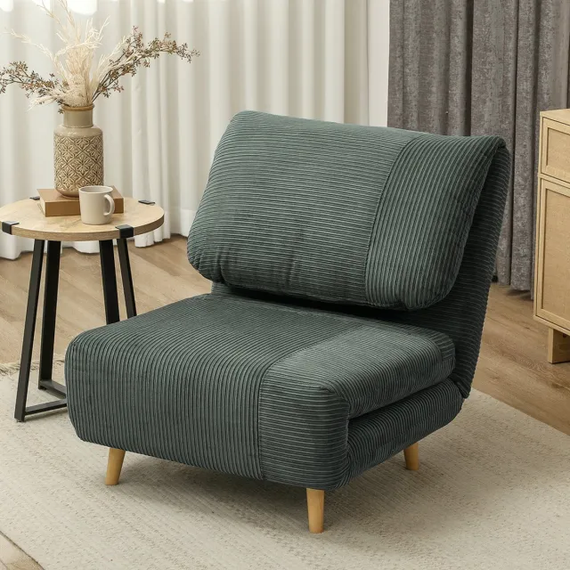 COVREO Slaapfauteuil 82 x 89 x 83 cm groen, stof met verstelbare rugleuning