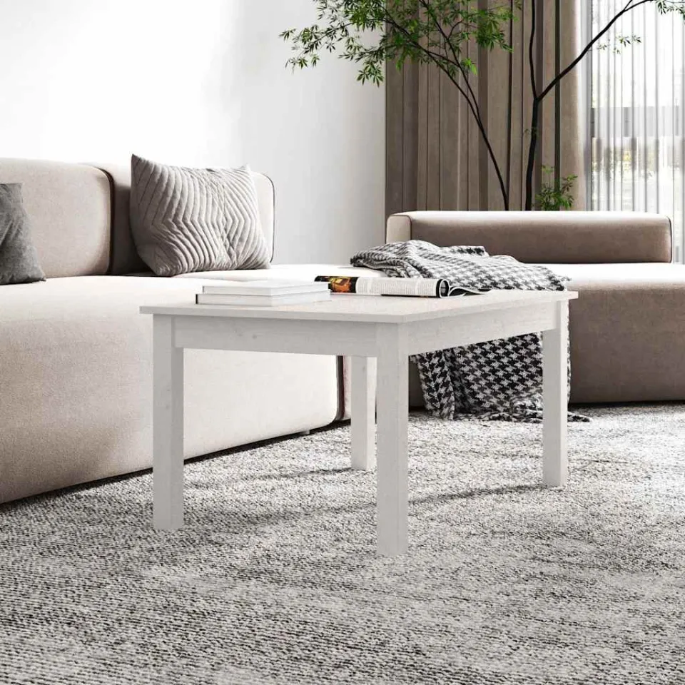 vidaXL Salontafel 80x50x40 cm massief grenenhout wit, foto 3