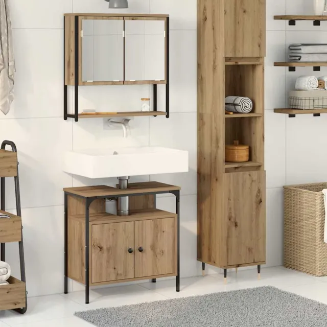 vidaXL Badkamermeubelset 2 st Bruin Bewerkt hout