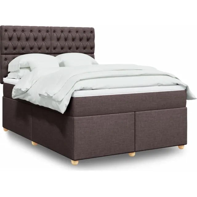 vidaXL Boxspring met matras stof donkerbruin 140x190 cm bruin