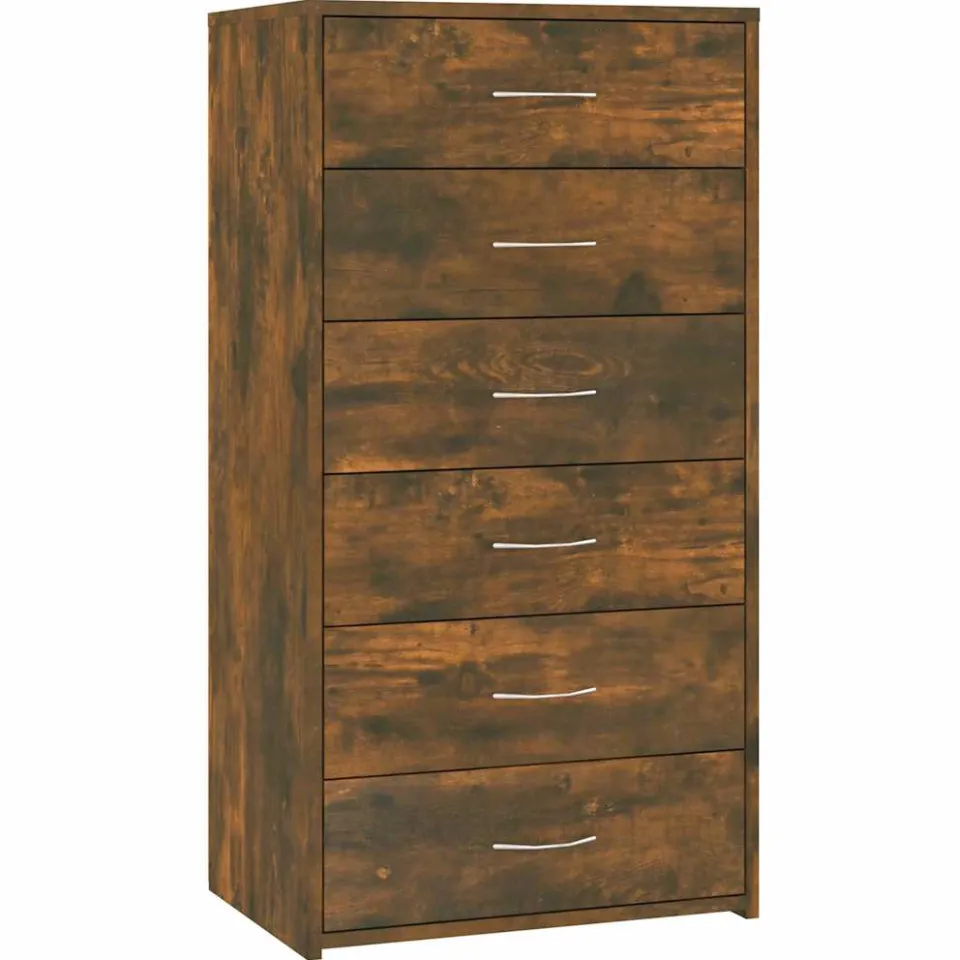 vidaXL Dressoir met 6 lades 50x34x96 cm bewerkt hout gerookt eiken Bruin