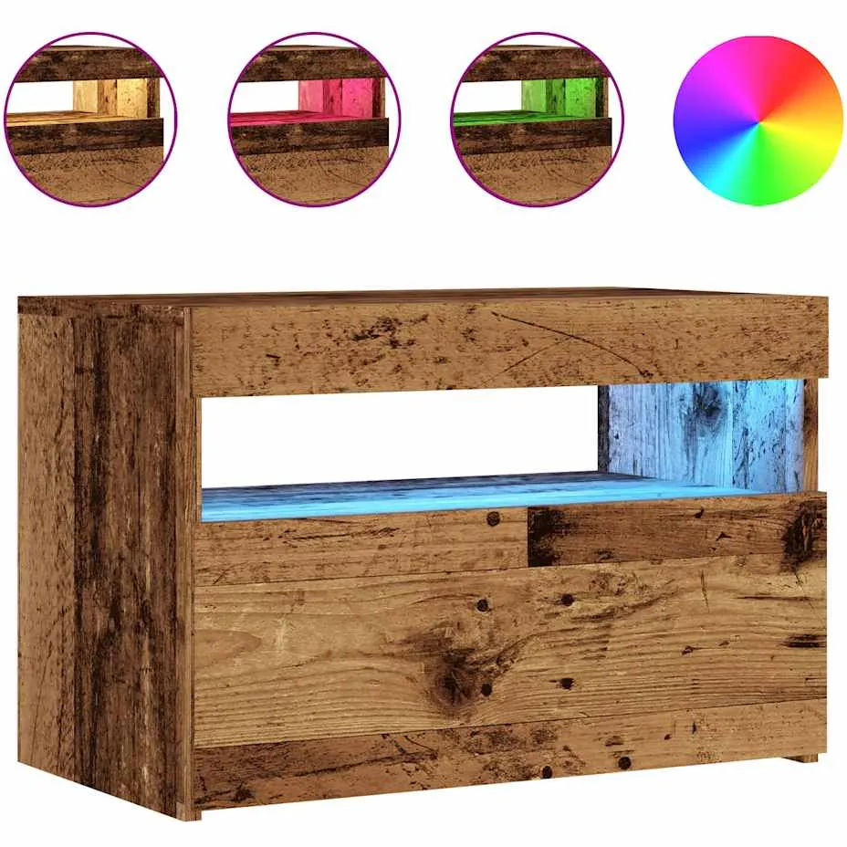 vidaXL Tv-meubel met LED 60x35x40 cm bewerkt hout oud hout Bruin