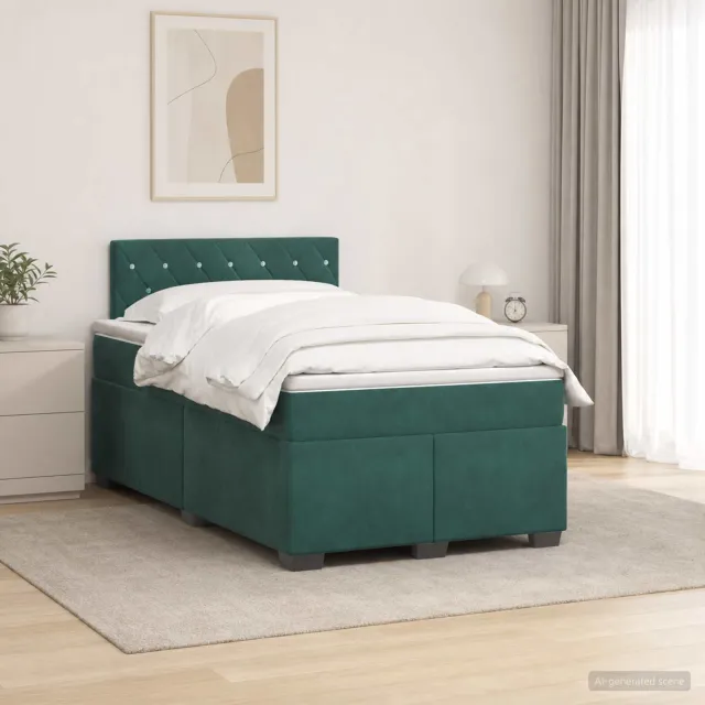 vidaXL Boxspringbed met matras Donkergroen 120 x 190 cm Fluweel