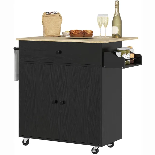 Homcom Keukeneiland-Spaanplaat, MDF-106B x 42D x 87H cm-Zwart